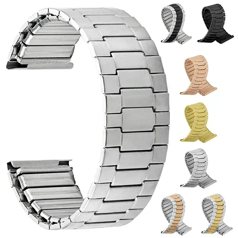 Edelstahlband, 22 mm, elastisches Armband, Metallarmband, universeller Ersatzgürtel für Herren und Damen, Uhrenzubehör