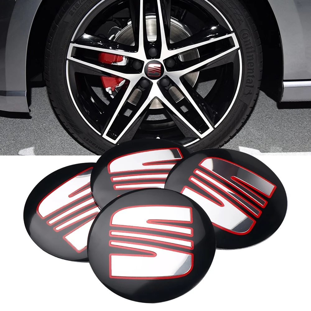 4 Stück 56MM Auto-Radnabenkappen Logo-Aufkleber Abdeckung für SEAT Leon 5F Ibiza 5 6 MII Altea Cupra FR Toledo 3 Cordoba Ateca