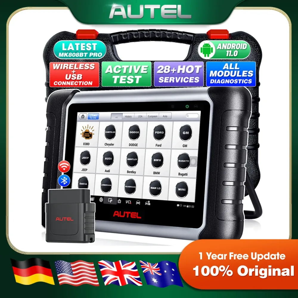 Autel MaxiCOM MK808BT PRO OBD2 Scanner Automotivo Kfz-Diagnosegerät OBD 2 Codeleser Schlüsselcodierung Aktiver Test PK MK808S |   V2.0 Bidirektionales Diagnosegerät 3000+ Aktive Tests 28+