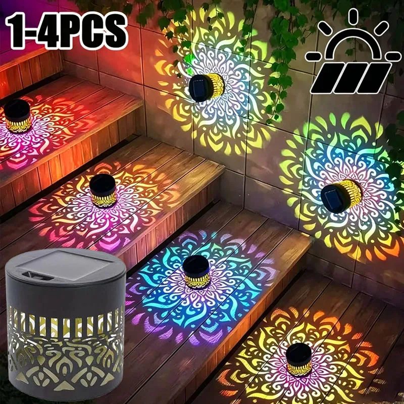 1/4 Stück Solar-Sonnenblumen-Mandala-Wandlaterne, wasserdicht, dekoratives Licht für Garten, Zaun, Terrasse, Weg, Nacht