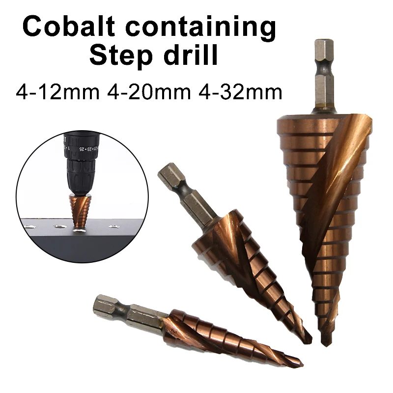 4-12/4-20/4-32 mm M35 Kobalt mit Stufenbohrer Pagodenlochöffner Sechskant-Spiralbohrer Schneidwerkzeug Elektrowerkzeug-Zubehör