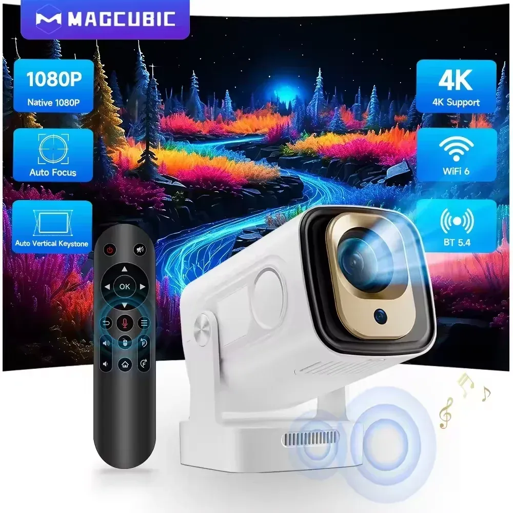 Magcubic Hy310 Projektor Android 11 4K Native 1080P Autofokus 330Ansi Native Helligkeit Dual-WLAN Bt5.4 Air Mouse Sprachsteuerung für Heimkino und Outdoor-Filme