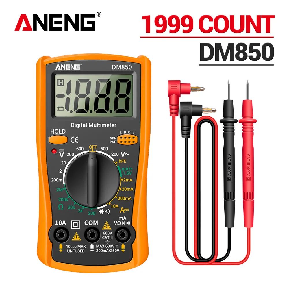 ANENG DM850 Digitalmultimeter, automatisch, professionell, 1999, zählt, Auto-AC/DC-Spannungsprüfer, Ohm-Strom-Amperemeter-Detektor-Werkzeug
