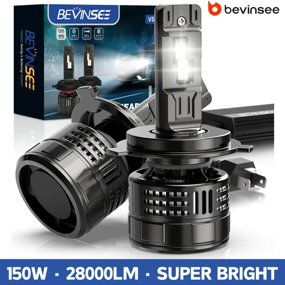 BEVINSEE H4 H7 LED Scheinwerfer Lampen CANBUS 150 W 28000LM Super Helle H11 9005 HB3 9006 HB4 9012 HIR2 LED Lichter für Auto 6000 K 12 V