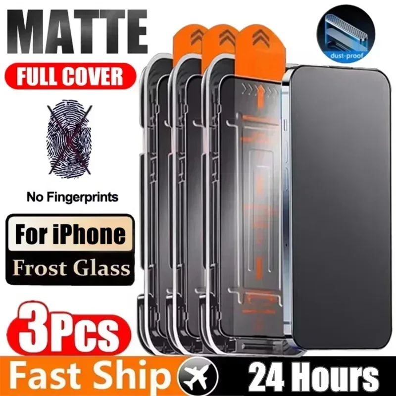 3 Stück Oleophobe Beschichtung Staubfreie Installation Displayschutzfolie für IPhone 13 14 11 12 15 16 Pro Max 15 Plus XR 17 Mattes Glas
