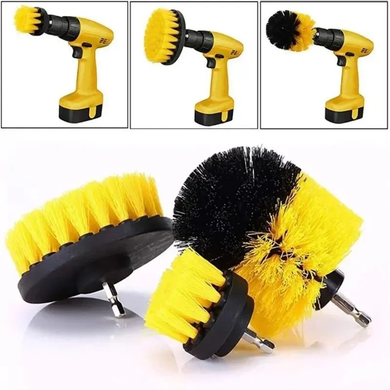 3-teiliges Set Bohrbürsten-Set, Power Scrubber, Waschreinigungsbürsten, Werkzeugset für Fugenmörtel, Bodenwanne, Dusche, Fliesen, Badezimmer, Küche