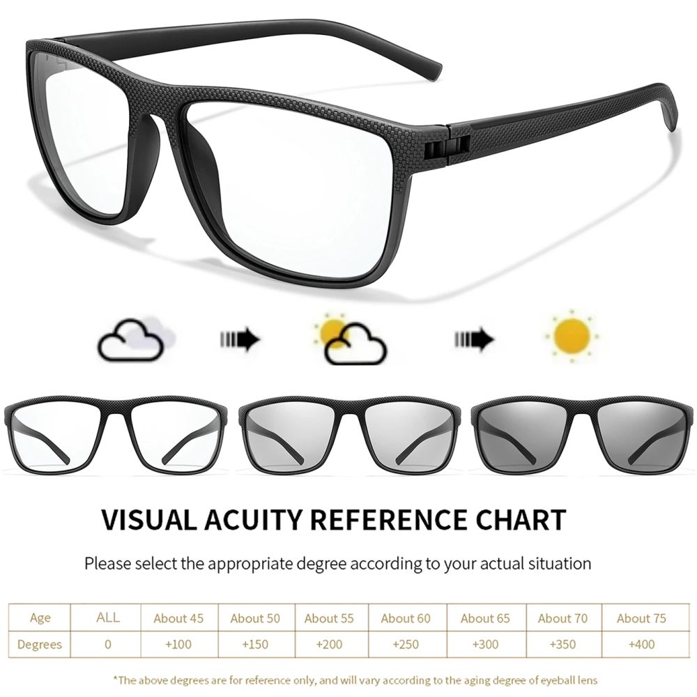 Ultraleichte rechteckige photochrome Lesebrille Presbyopie-Brille für ältere Menschen mittleren Alters im täglichen Gebrauch beim Surfen