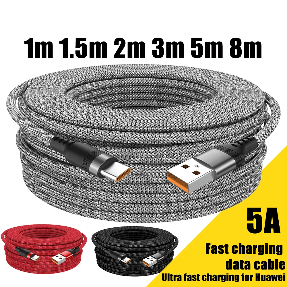 USB-TYP-C-Kabel, 5 A, superschnelles Ladekabel für iPhone 15, 16, 17, vollständige Palette, Huawei, Samsung, Oppo Oneplus, universelle USB-C-Verlängerung