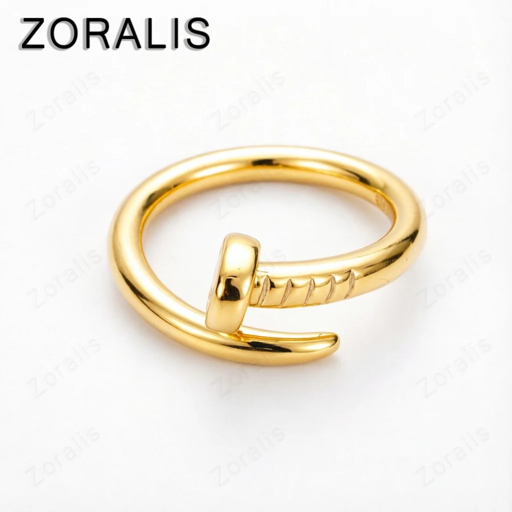 18K Gold Bending Nail Verstellbare Ringe für Damen und Herren, Brautschmuck, Luxus, Geburtstag, Hochzeit, Party, Mode, Charm, Schmuck, Geschenk