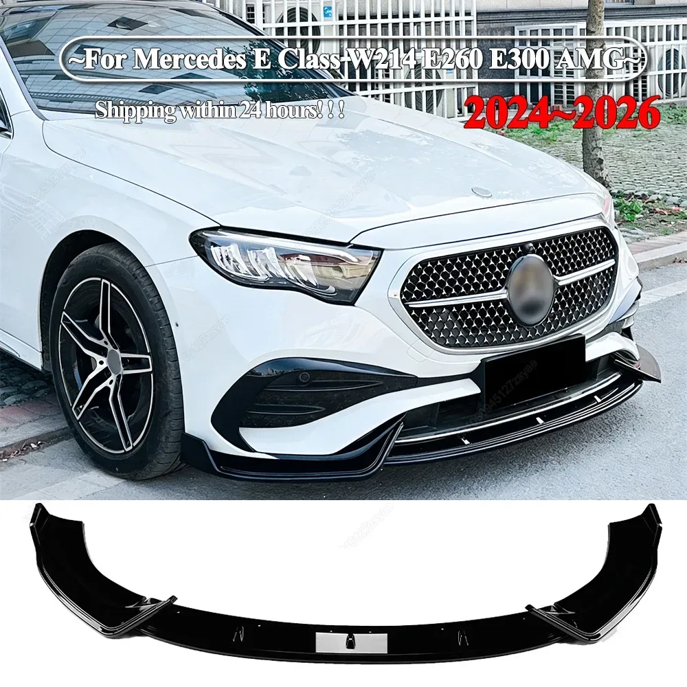 3-teiliger Frontstoßstangen-Lippenspoiler Unterer Splitter Diffusor für Mercedes Benz E-Klasse W214 E260 E300 AMG 2024-2026+ Karosserie-Tuning