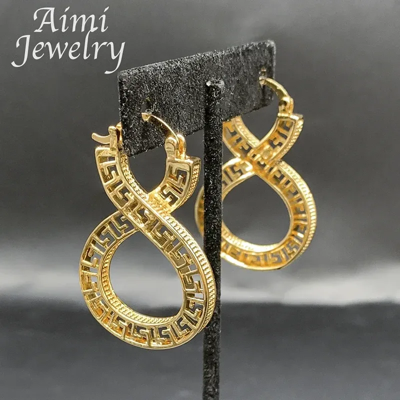 Original Vintage Dubai Vergoldete Creolen für Frauen Hohl Kupfer Tropfen Ohrringe Afrikanischen Schmuck Set Party Hochzeit Geschenke