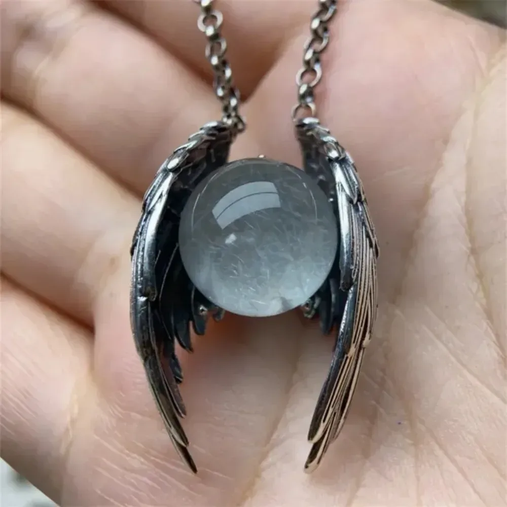 Ghost Wing Kristall Retro Halsketten für Damen und Herren, einzigartiger Punk-Gothic-Anhänger, Halsband für Halloween, Party, Modeschmuck, Geschenke
