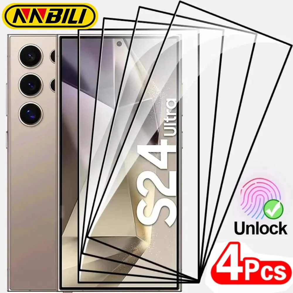 NNBILI 4 Stück Vollflächiger Displayschutz aus Gehärtetem Glas für Samsung Galaxy S26 S25 Ultra S24 25 Plus S22 S21 S23 Schutzfolie