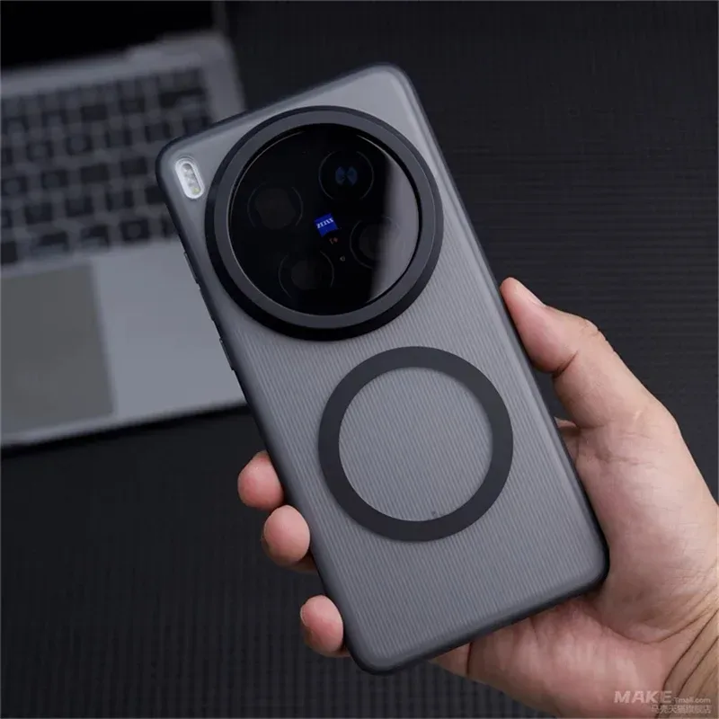 Magnetische Hülle für Vivo X200 Pro Mini X 200 Ultra X300 X100 S X100Pro mit integriertem MagSafe, Hautgefühl-Matte, transparente Rückseite.