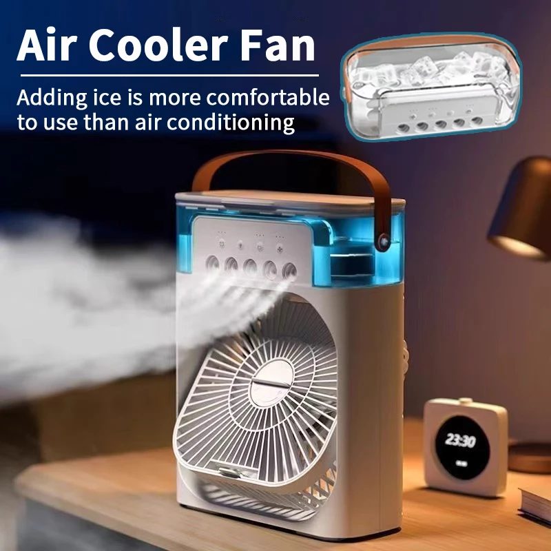 Neuer 3-in-1 tragbarer Ventilator, Klimaanlage, Haushalt, Mini-Luftkühler, LED-Nachtlicht, Luftbefeuchter, Lufteinstellventilator, Büro- und Heimventilator