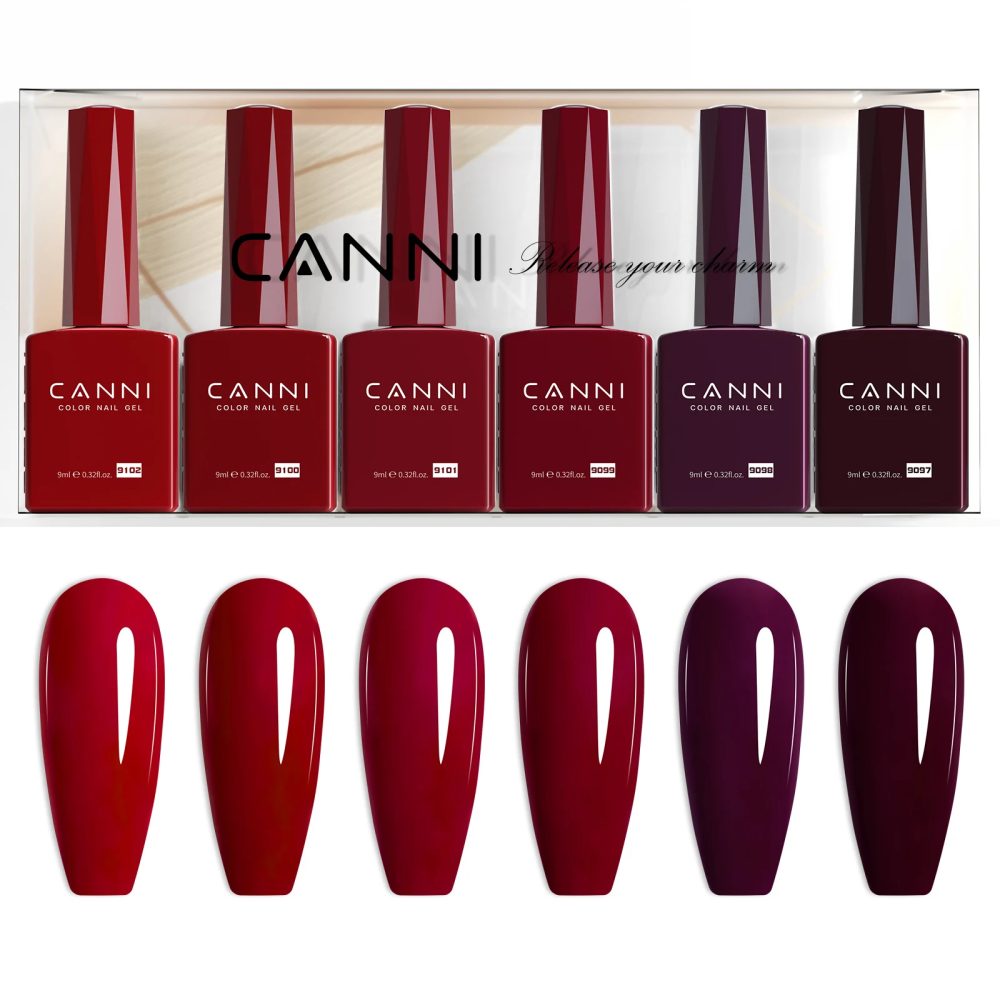 CANNI HEMA FREE 9 ml Nagel-Gel-Nagellack-Set, tolle Abdeckung, Farbgel-Set, Nagel-Maniküre, Soak Off, UV-LED, Weihnachts-Rot-Geschenk, Gel-Nagel