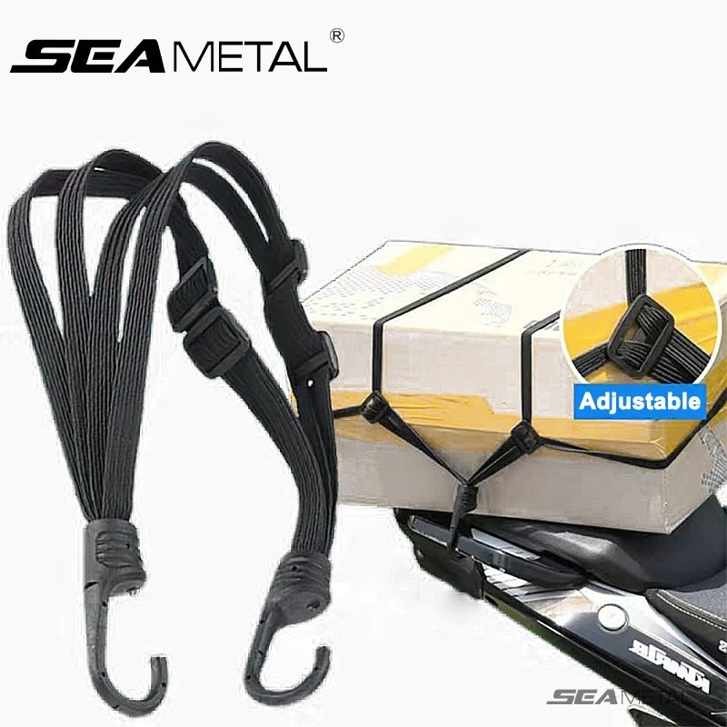 SEAMETAL Motorrad-Rücksitz-Helmstreifen, elastisches Seil, Motorradhelm, feste Riemenverstellung, Fixseil, Warenband, 60 cm/90 cm