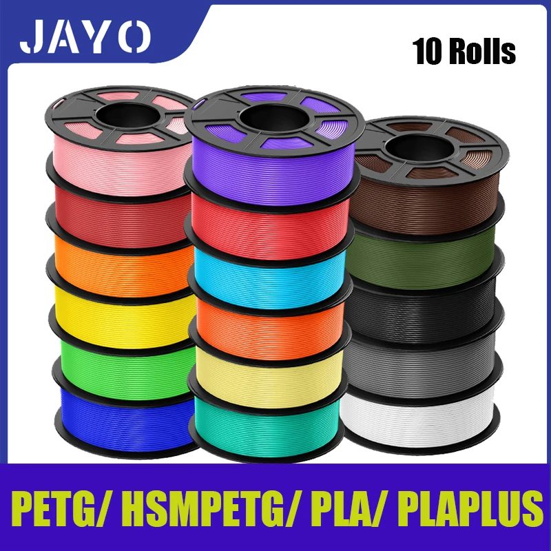 JAYO 10 Rollen PLA Plus / PETG / High Speed Matte PLA / PLA Filament 1,75mm Blasenfrei Glatt Mehrere Farben Optional für 3D-Druck