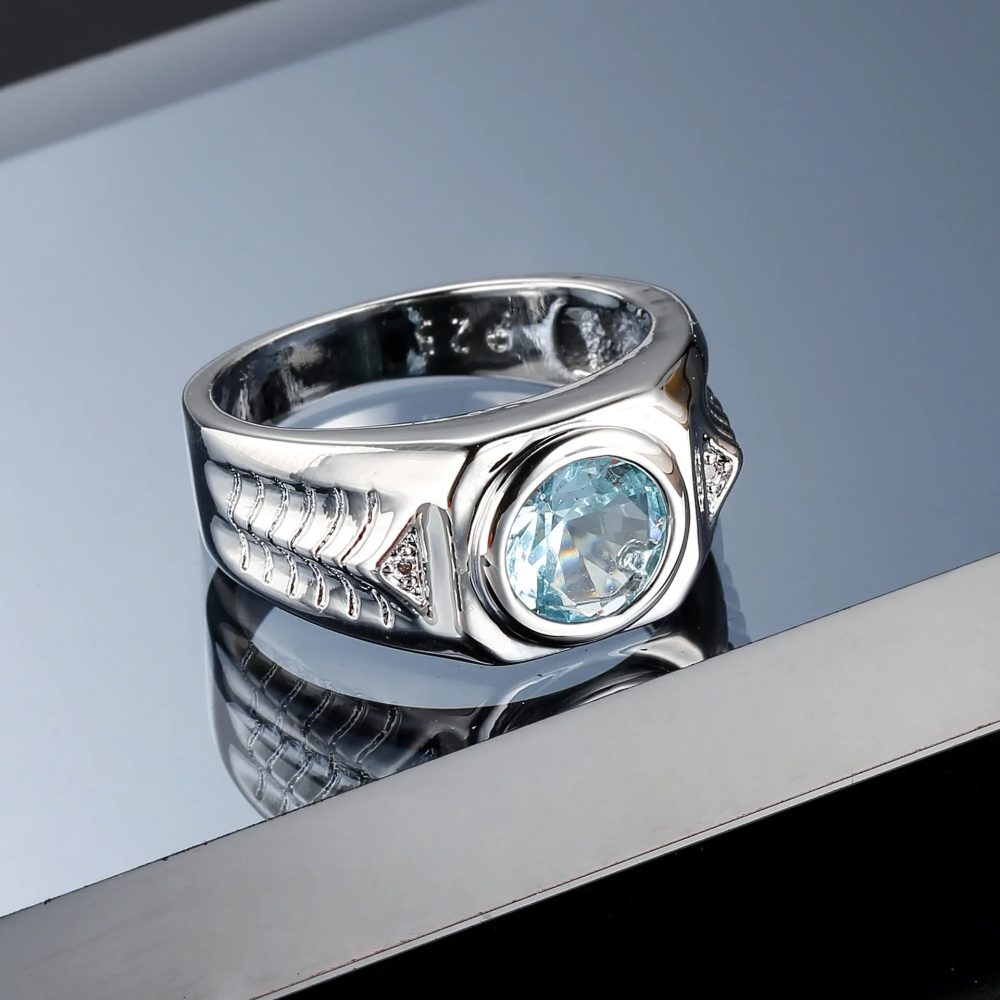 Ethnische Stil Shiny Große Runde Zirkon Frauen Ringe Sky Blue Stein Braut Hochzeit Ringe Schmuck Party Persönlichkeit Geschenk Anillos Mujer