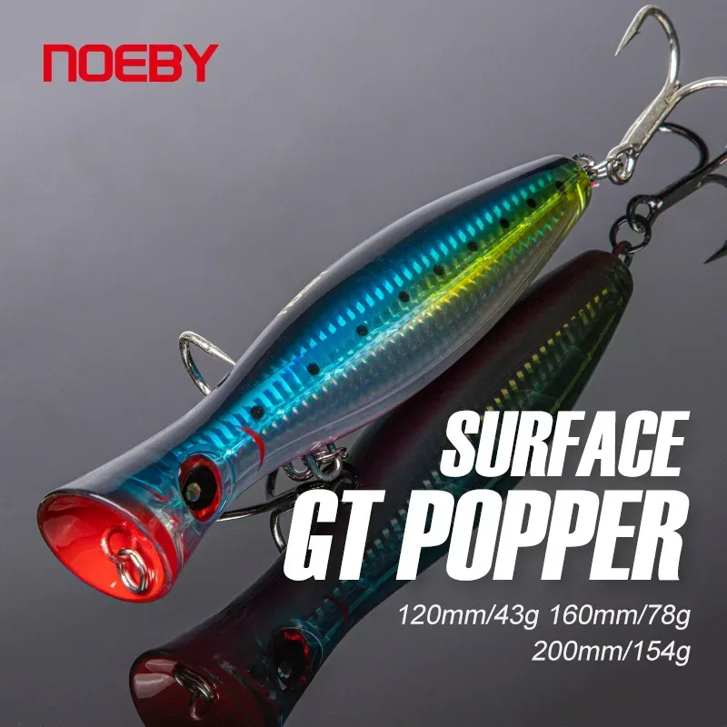 Noeby-Big Game Popper Angelköder, künstlicher harter Köder für GT-Salzwasserangeln, Topwater-Wobbler, 12 cm, 43 g, 16 cm, 78 g, 20 cm, 155 g