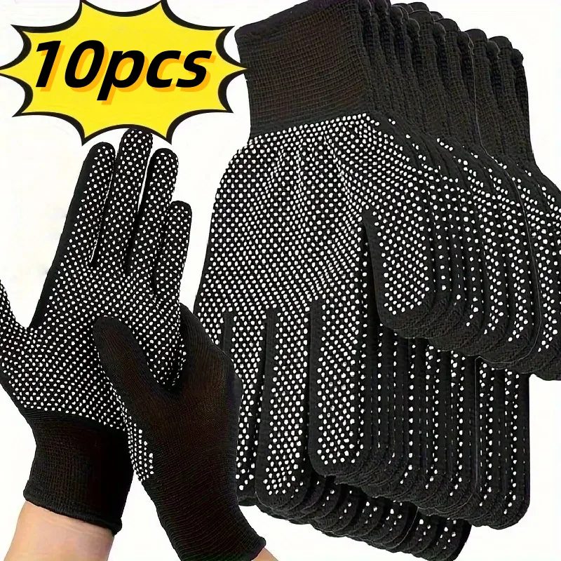 10 Stück Nylonhandschuhe ? atmungsaktiv, rutschfest, zum Radfahren, Angeln, Camping ? Unisex, mehrfarbig