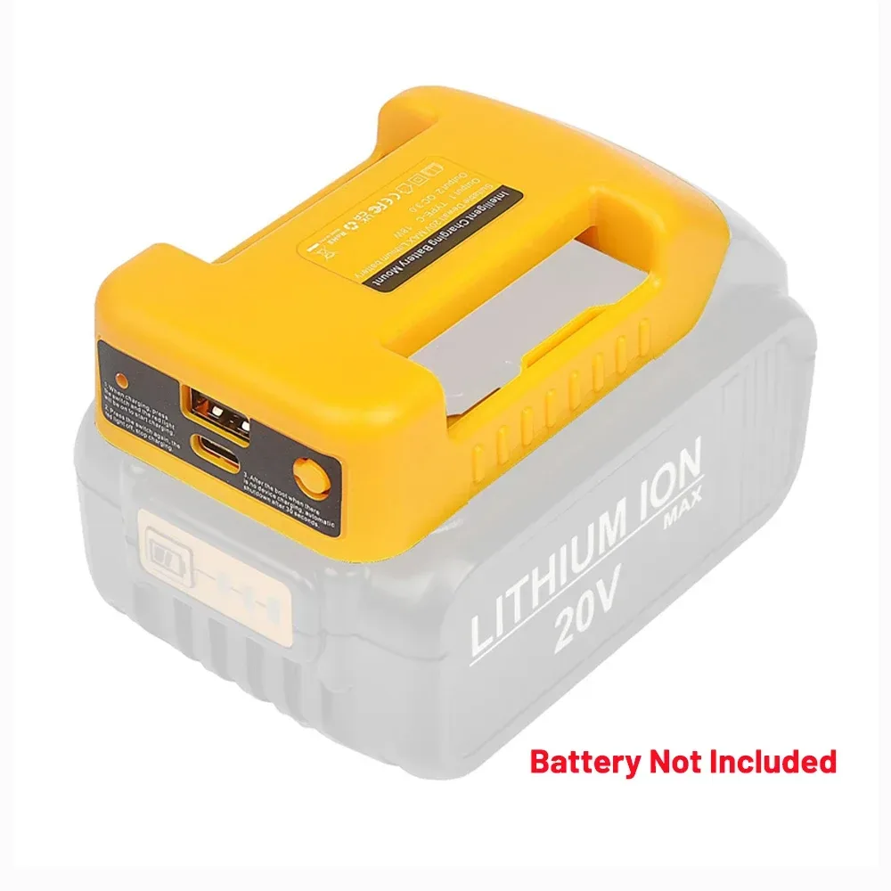 Elektrowerkzeug-Zubehör Adapter für Dewalt 18V 20V Li-Ionen-Akku Typ-C USB-Ladegerät Powerbank DCB200 DCB205 DCB183 DCB203 DCB206