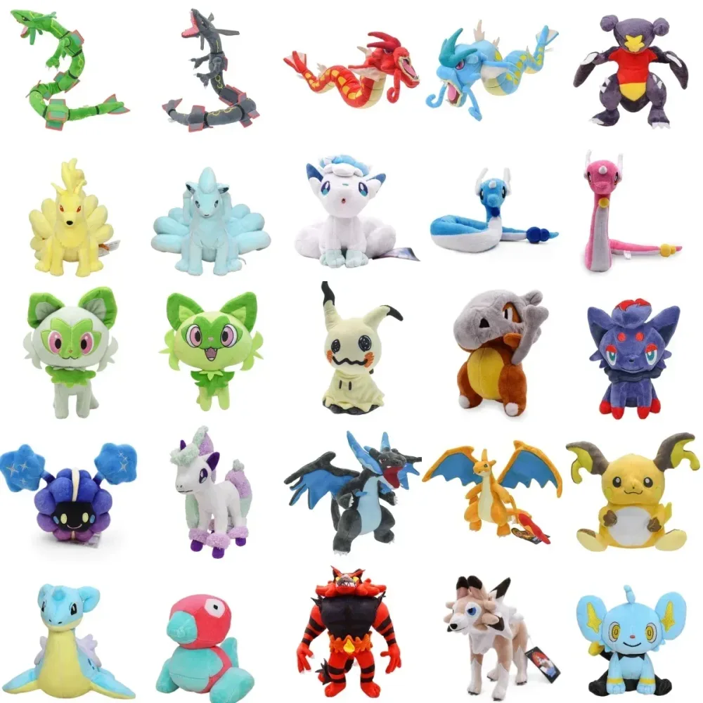 Neues Pokemon Plüschtier Alolan Vulpix Ninetales Sprigatito Mimikyu Cubone Porygon Garchomp Lapras Porygon Gefüllte Peluche Puppe