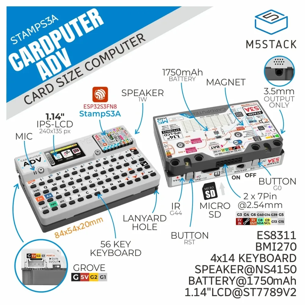 M5stack Offizielle Cardputer Adv-Version (ESP32-S3)