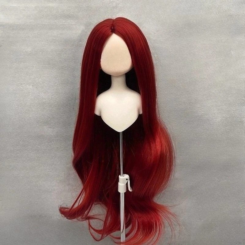 1/6 1/4 1/3 BJD Perückenzubehör Weiche Seide Langes lockiges Haar Weiß/Rote Perücke für 30 cm Puppe