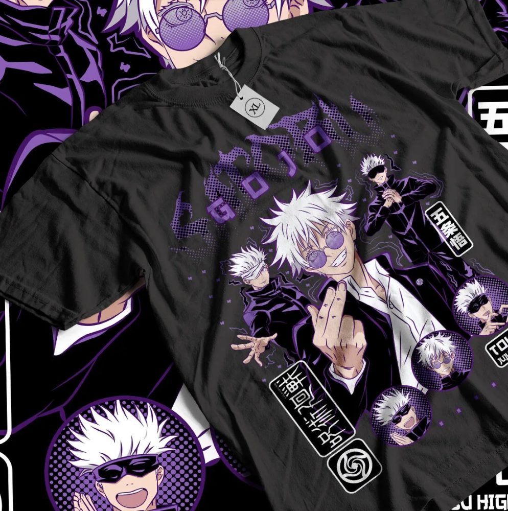 2026 Sommer Jujutsu Kaisen Anime Satoru Gojo Bedrucktes Lockeres Kurzarm-T-Shirt aus Reiner Baumwolle für Kinder Trendiges Unisex Casual Y2k