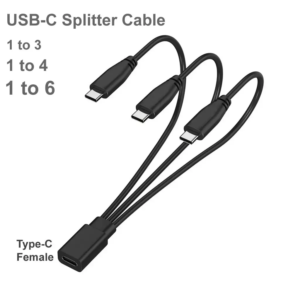 3/4/6 Port Typ C Buchse auf Stecker Verlängerungskabel USB-C Splitterkabel Mehrere Hub-Ladekabel für IOS Typ-C Micro-USB-Geräte