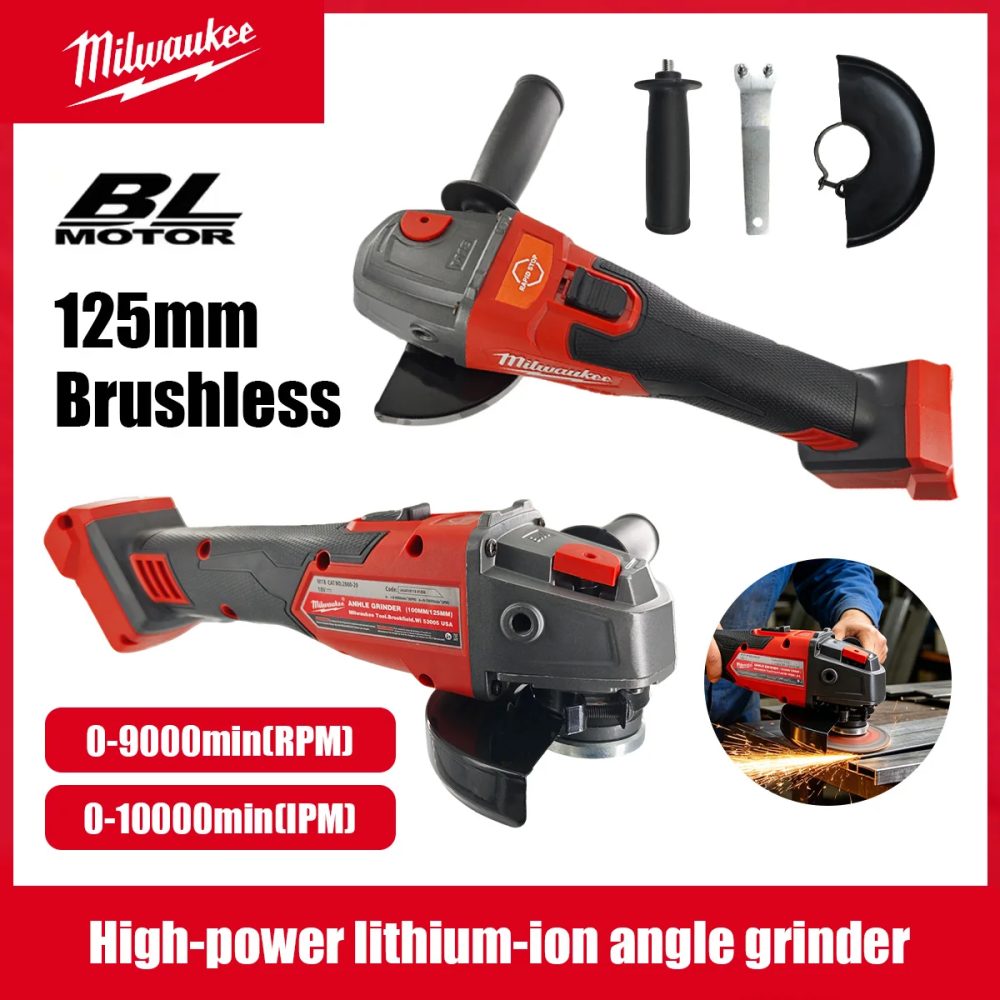 Milwaukee Winkelschleifer 125mm Bürstenlos Polier- und Schneidemaschine mit No-Lock-Paddelschalter Elektrisches Kabelloses Elektrowerkzeug