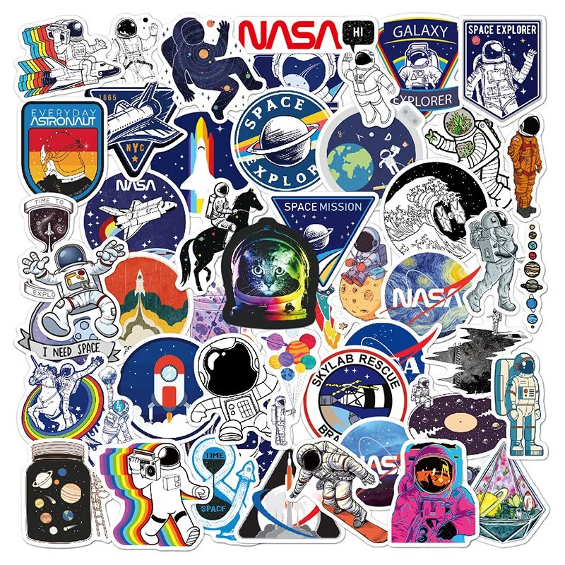 50 Teile/satz Universum Weltraum Astronaut Kreative Graffiti Aufkleber Notebook Skateboard DIY Dekoration Kinder Geschenk