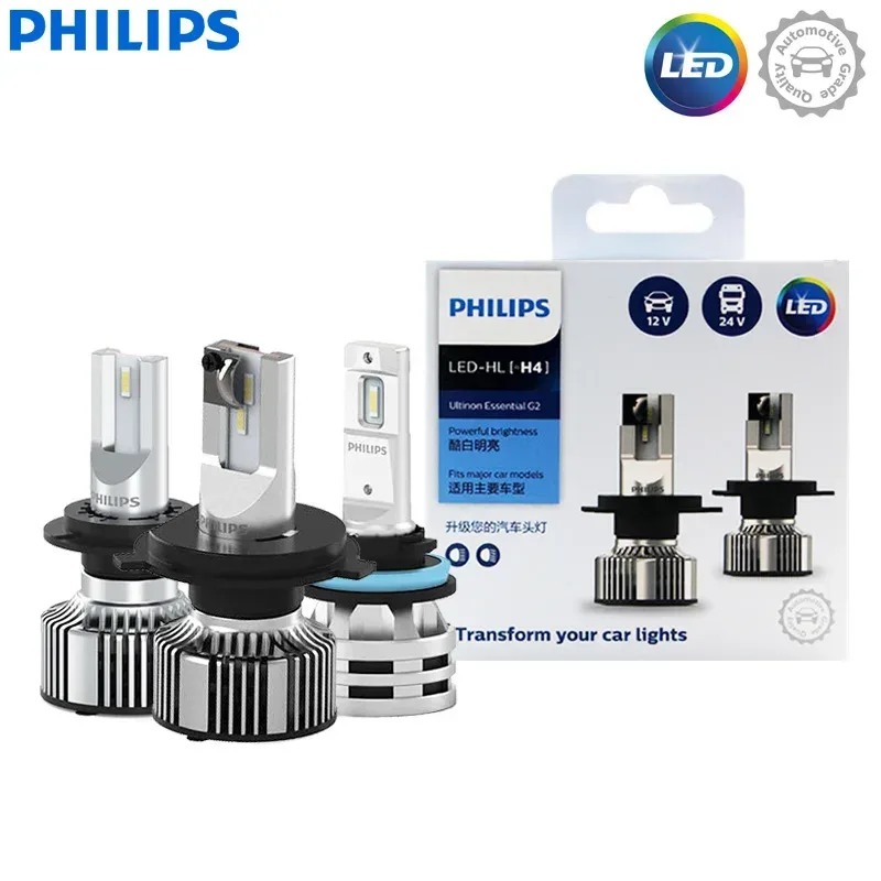 Philips Ultinon Essential G2 LED H1 H4 H7 H8 H11 H16 HB3 HB4 H1R2 9003 9005 9006 9012 6500K Autoscheinwerfer Auto Nebelscheinwerfer (2er-Pack)