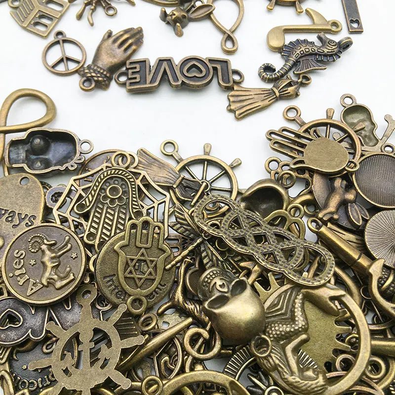 Vintage Farbe gemischt 20/30/50 Stück Multi Stile zufällige antike Bronze Charms Anhänger Perlen handgefertigt für DIY Schmuckherstellung
