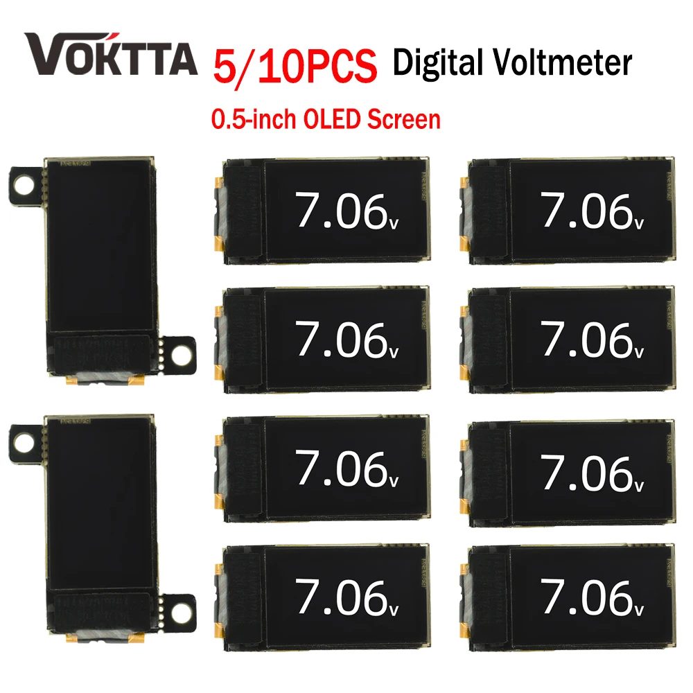 5/10 Stück Mini-Digital-Voltmeter, ultradünn, 0,5 Zoll OLED-Display, hochpräzise ADC 0-30V DC-Spannungsmessung für Stromversorgung