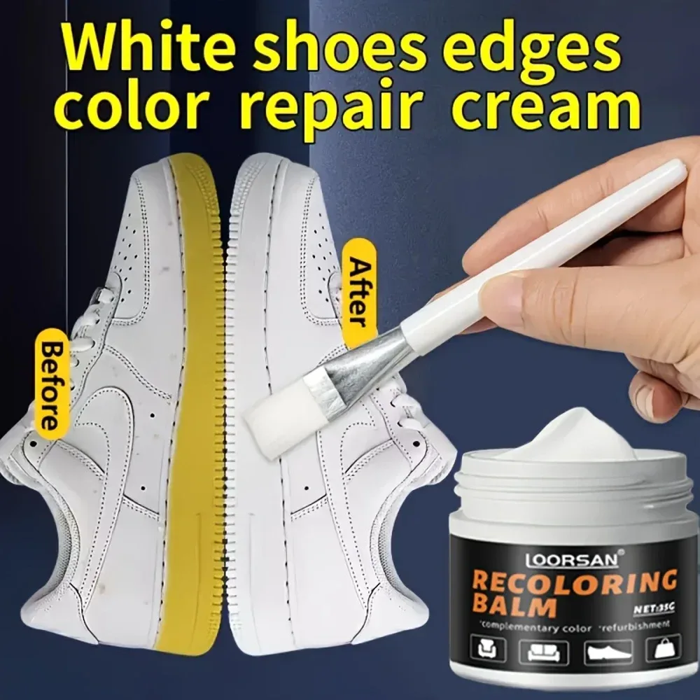 LOORSAN New White Shoe Edge Restorer 35 g ? Professionelle Schuhreparaturcreme für Turnschuhe, Stiefel, Leder, einfach anzubringende Farbfixierung