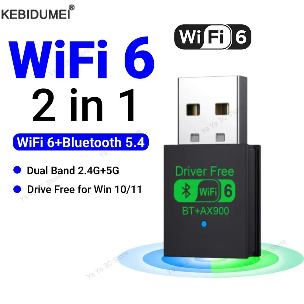 900Mbps USB WiFi Bluetooth 5.4 Adapter 2in1 Dongle Dual Band 2,4G 5GHz USB WiFi 6 Netzwerk Wireless Wlan Empfänger FAHRER KOSTENLOS