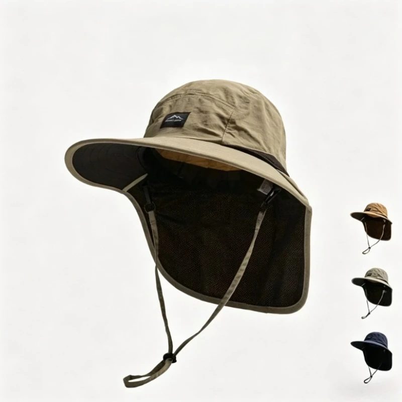 Kappen Sommer Breite Krempe Nackenschutz Unisex Eimer Hüte Outdoor Visier Schnell trocknend Panama Sonnenschutz Gebunden Angeln Wandern Hut