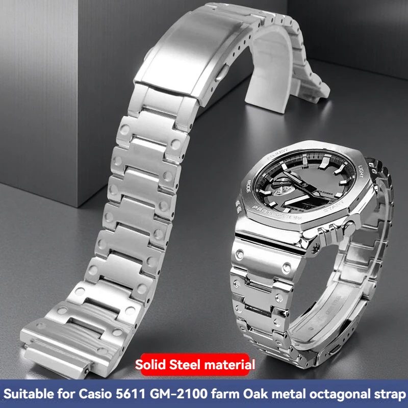 GBM-2100/GM2100/GA2100/GA2100 für Casio G-SHOCK Metall-Armband-Ersatz mit achteckigem Armband und 16-mm-Edelstahlarmband-Zubehör