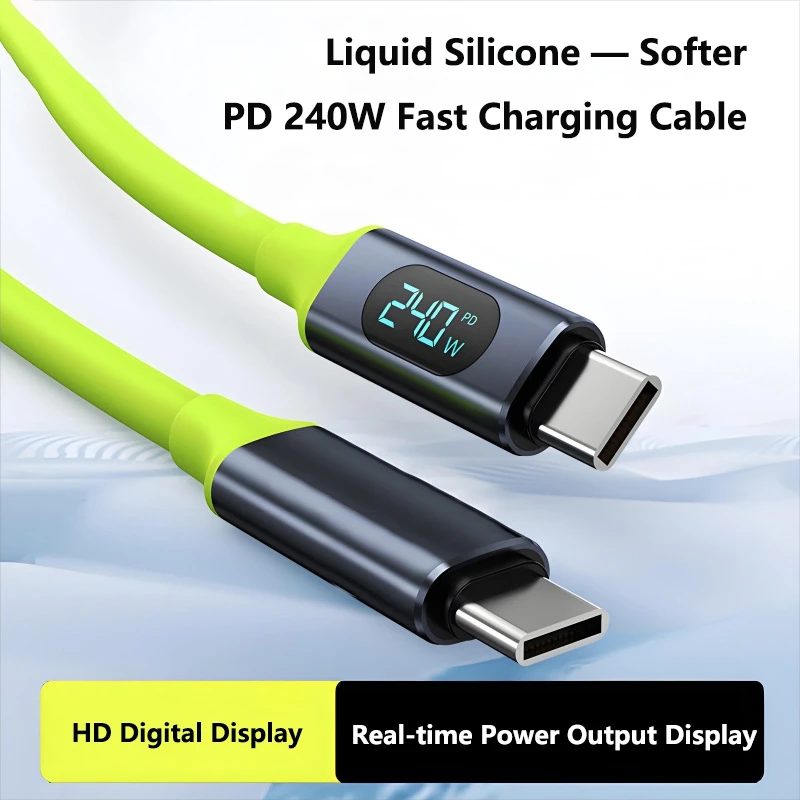 100W/240W Typ-C zu Typ-C Kabel, Superschnelles Ladekabel mit LED-Anzeige, USB zu Typ-C Datenkabel, Flüssigsilikon 2026