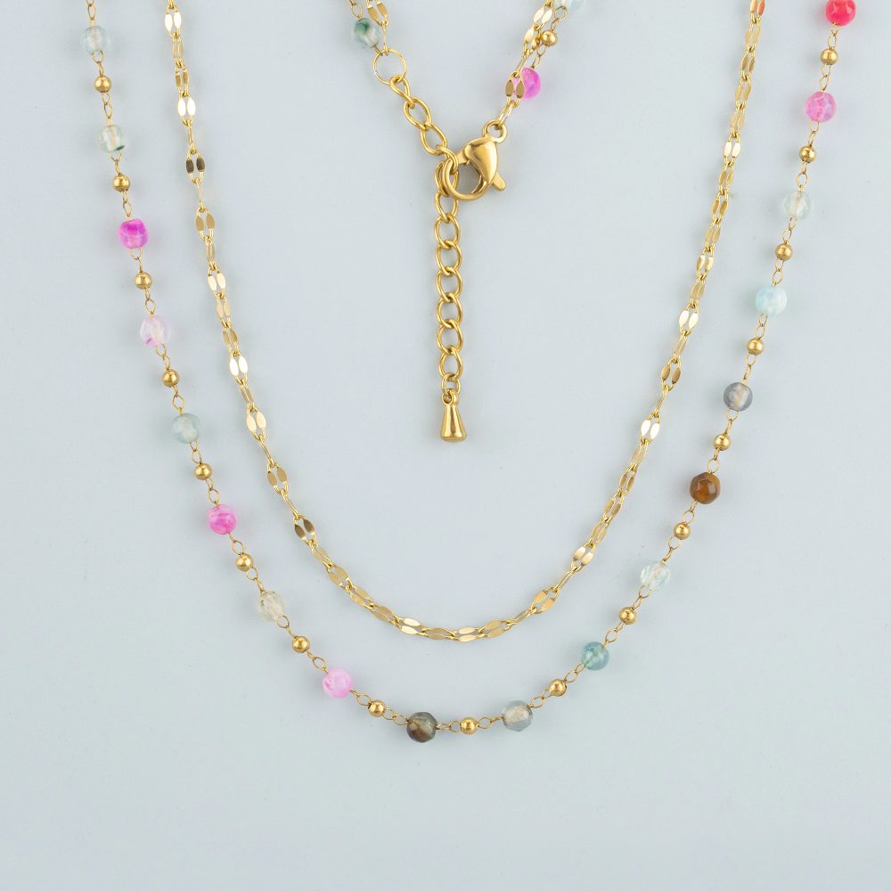 GUFEATHER, 1 Stück/Los, MH59, Halskette für Frauen, handgefertigte Natursteinkette, Edelstahl, 18 Karat vergoldet, Modeschmuck