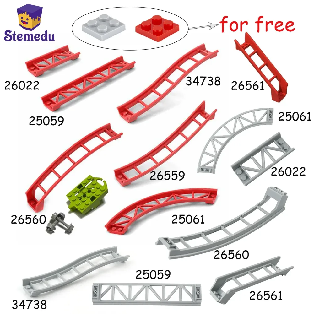 10PCS Track Achterbahn Eisenbahn Stadt Zug Technische Teil Bausteine Geschenk für Kinder Kompatibel Leduo 26022 25059 25061