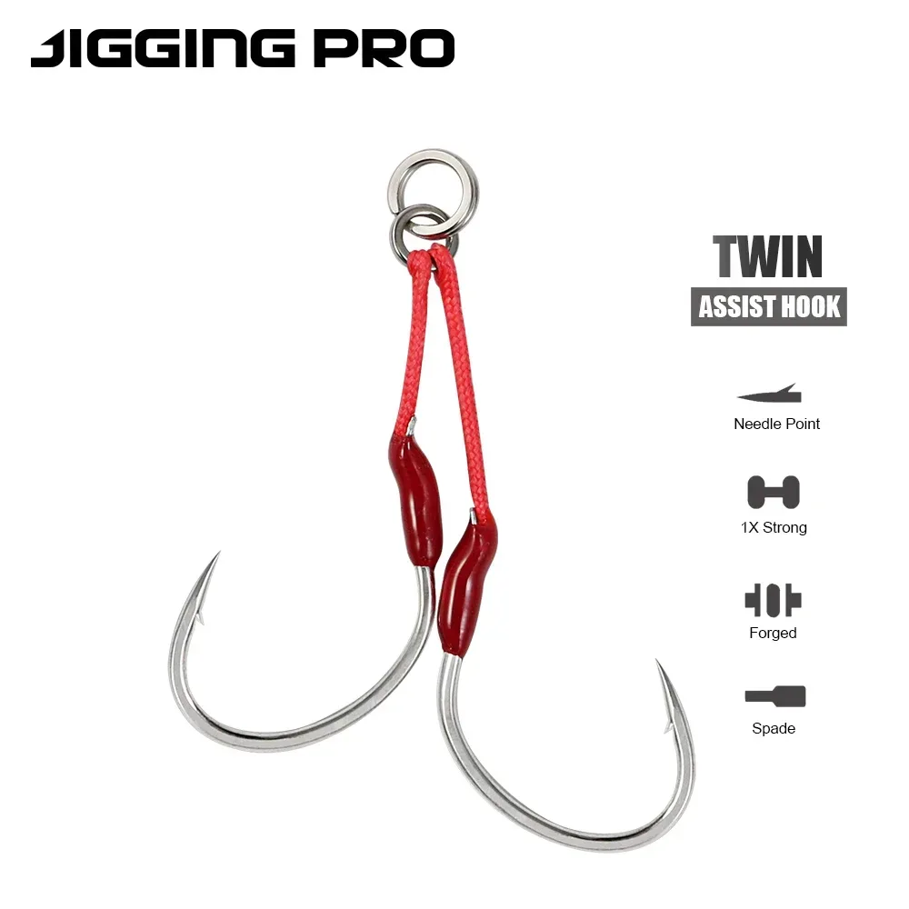 JIGGING PRO 1/0 2/0 3/0 4/0 Slow Jigging Doppel-Assist-Haken Salzwasser-Angelhaken Metall-Jighaken Angelzubehör