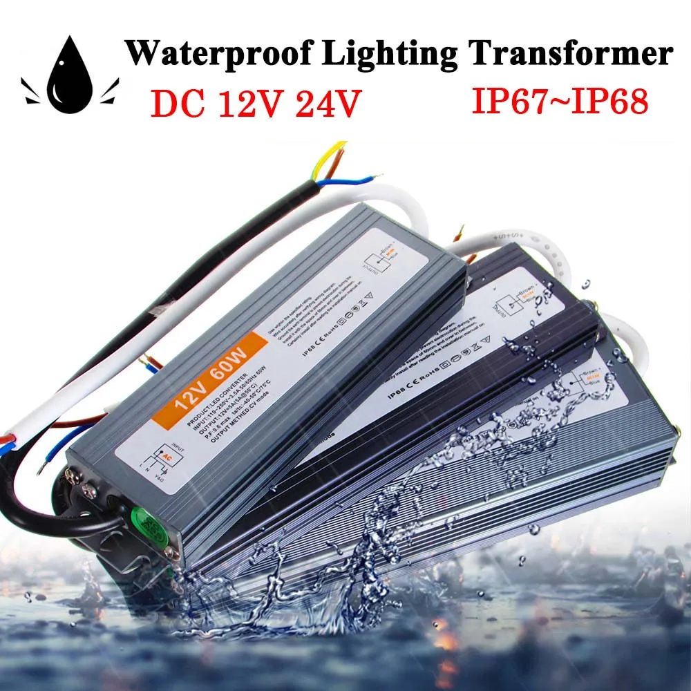 DC 12V 24V Wasserdichtes Schaltnetzteil IP67~IP68 Outdoor-LED-Beleuchtungstransformator 10W 20W 30W 50W 60W 80W 100W 200W 300W