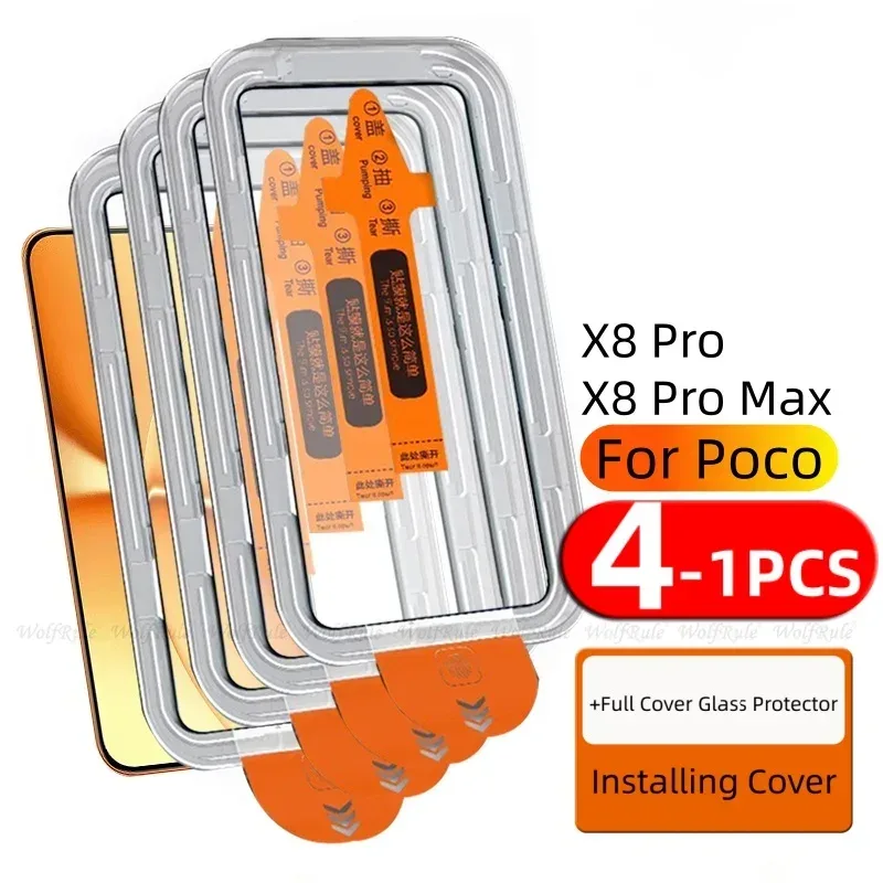 4/3/2/1 Stück für Poco X8 Pro Glas Xiaomi Poco X8 Pro Panzerglas Vollflächiger Kleber 9H Staubfreier Displayschutz Poco X8 Pro Max