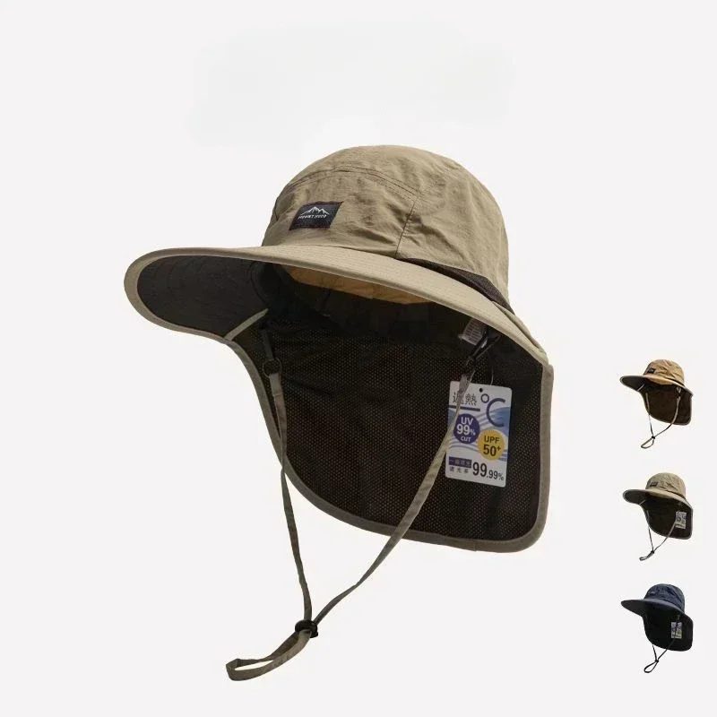 Sommerhüte mit breiter Krempe und Nackenschutz, Unisex-Anglerhüte für Outdoor-Aktivitäten, schnelltrocknende Panama-Sonnenhüte mit Visier zum Angeln und Wandern