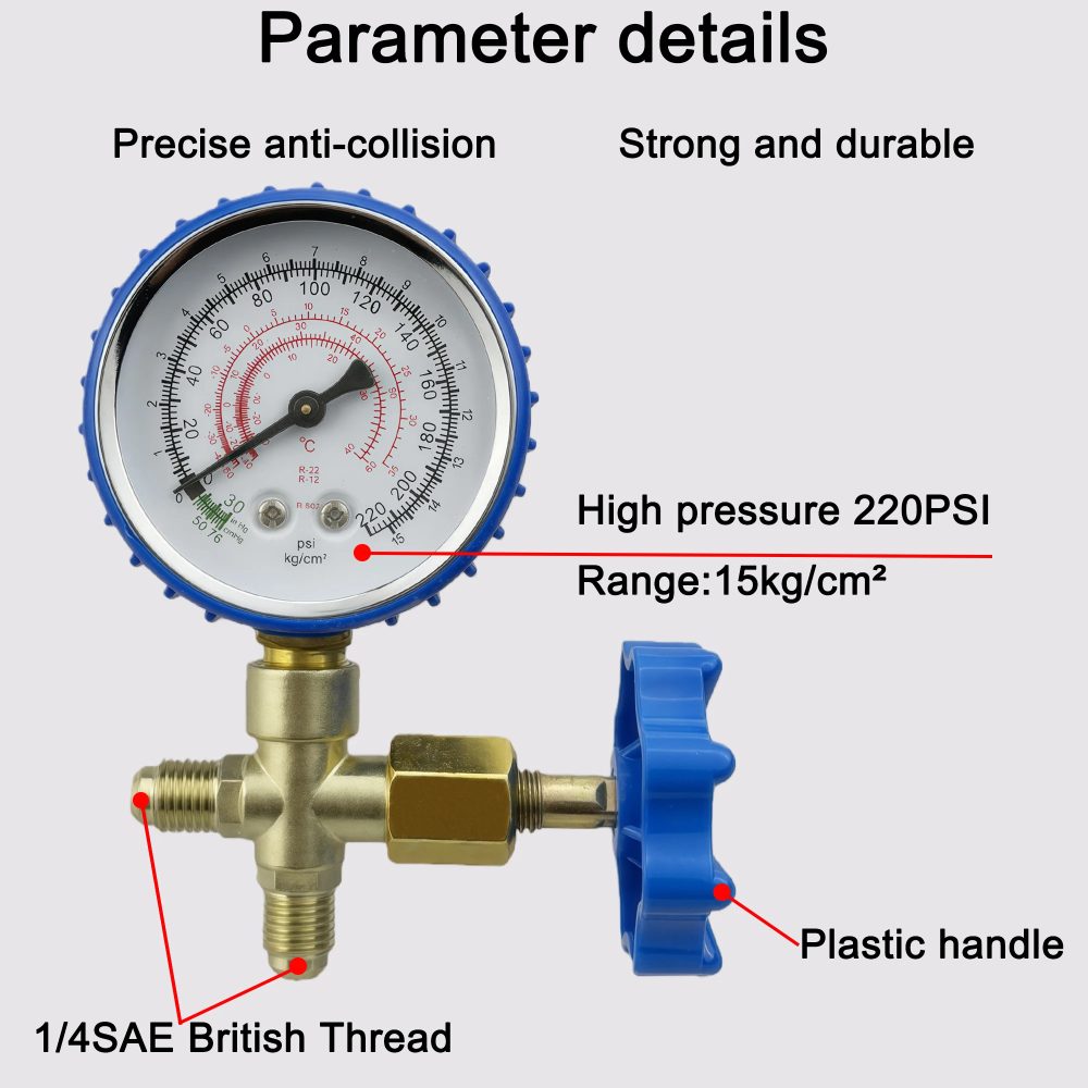 Präzises Vakuummessgerät Luftdruckmessgerät für Vakuum 0-15psi Anzeige 1/4 SAE Anschluss Vakuummeter