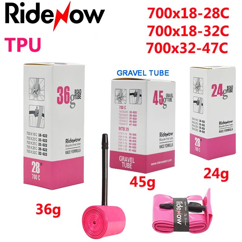 RideNow ROAD Fahrrad TPU Schlauch 700x18 23 25 28 30 32 Reifenkamera Gravel MTB 29x1.5 1.75 Fahrradreifen Radsport Pneu Presta Ventil