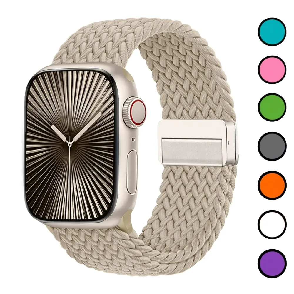 Nylon-Geflochtenes Magnetarmband für Apple Watch 49mm 45mm 44mm 42mm 41mm 40mm Armband für iWatch Ultra 2 Series 12 11 10 9 8 7 6 SE